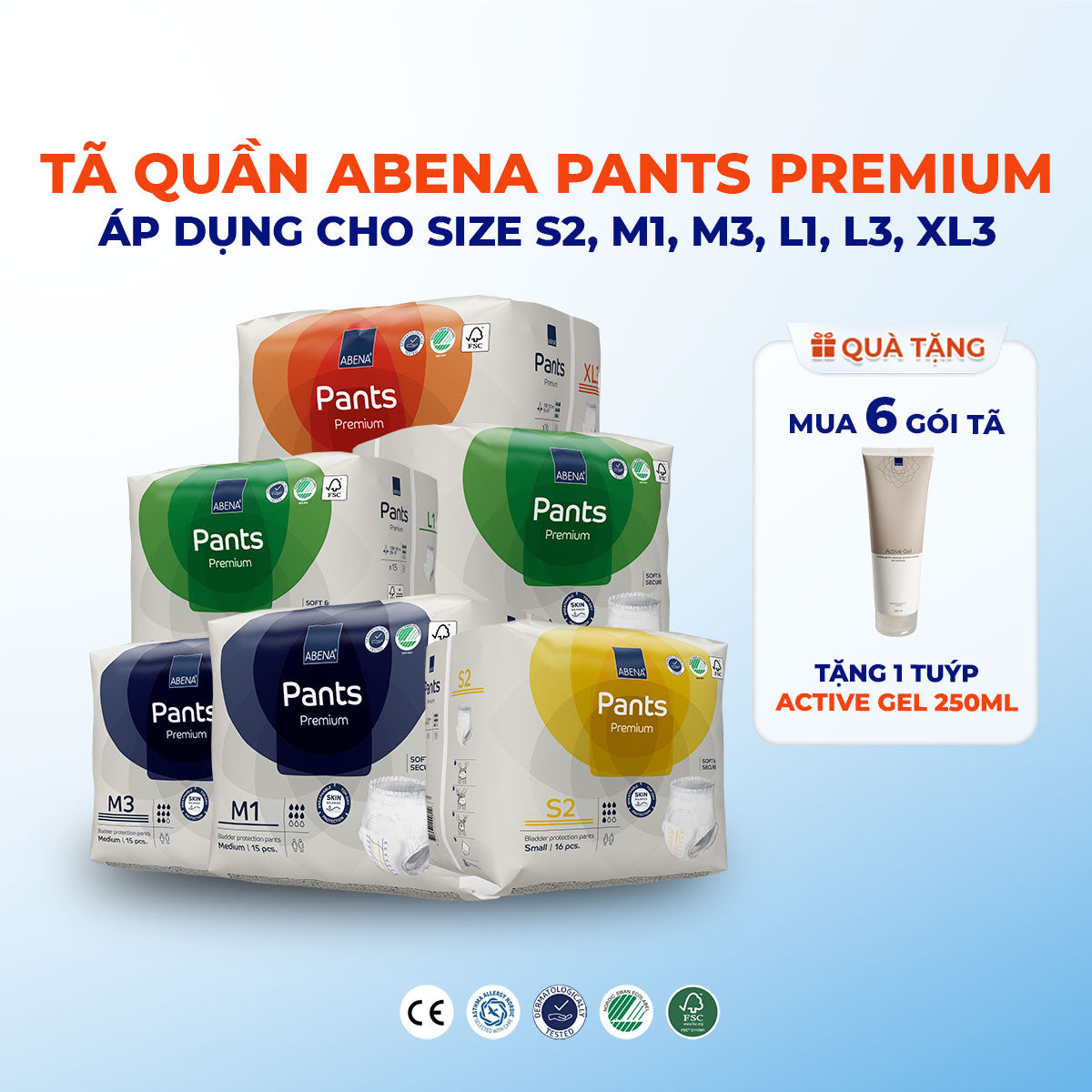 Tã quần người lớn Abena Pants Premium M3 miếng thấm hút 2.400ml - Nhập khẩu Đan Mạch