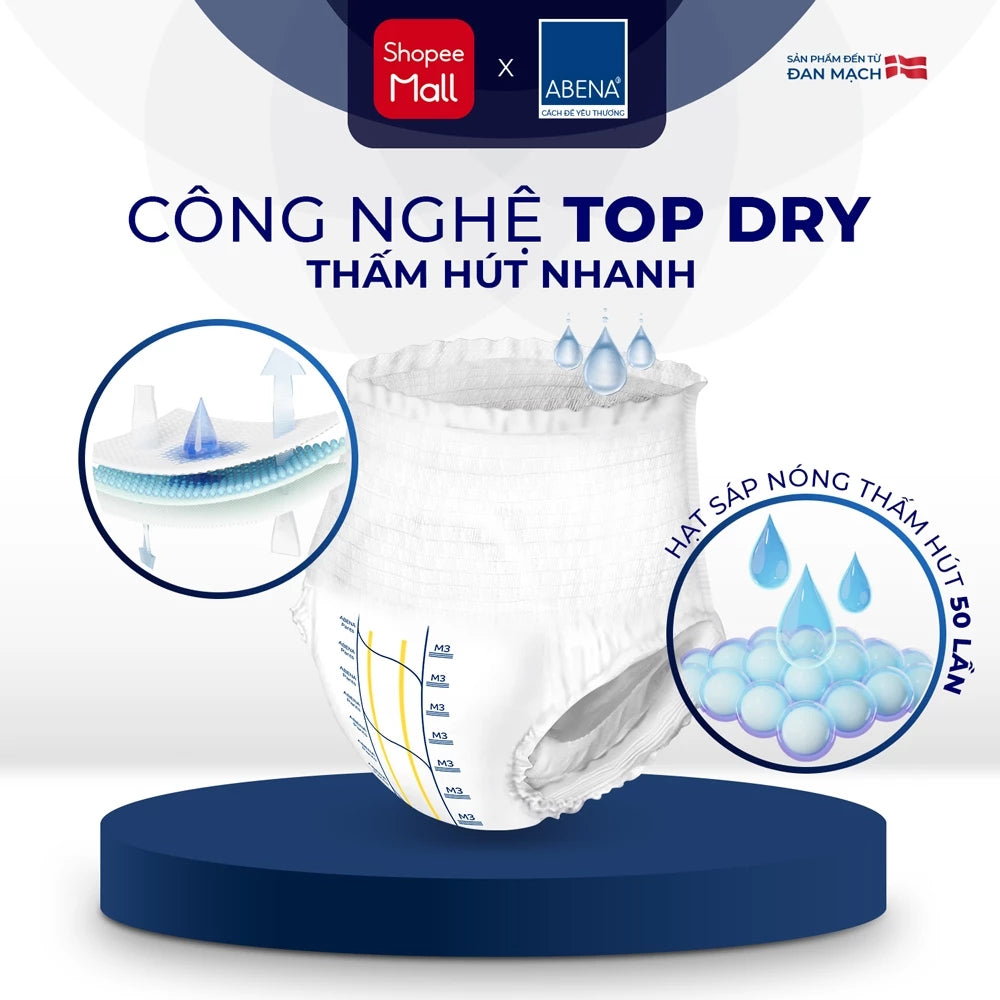 Tã quần người lớn Abena Pants Premium M3 miếng thấm hút 2.400ml - Nhập khẩu Đan Mạch