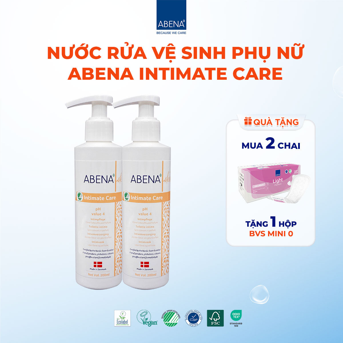 Nước Rửa Vệ Sinh Abena Intimate Care 200ml (An Toàn Cho Da Nhạy Cảm)