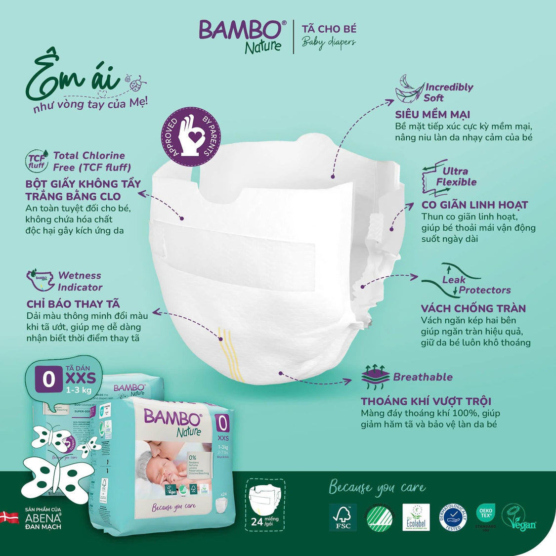 Tã dán Bambo Nature size sơ sinh