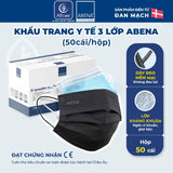 Khẩu trang y tế 3 lớp Abena kháng khuẩn mỏng nhẹ chống khói bụi vi khuẩn (Hộp 50 cái)