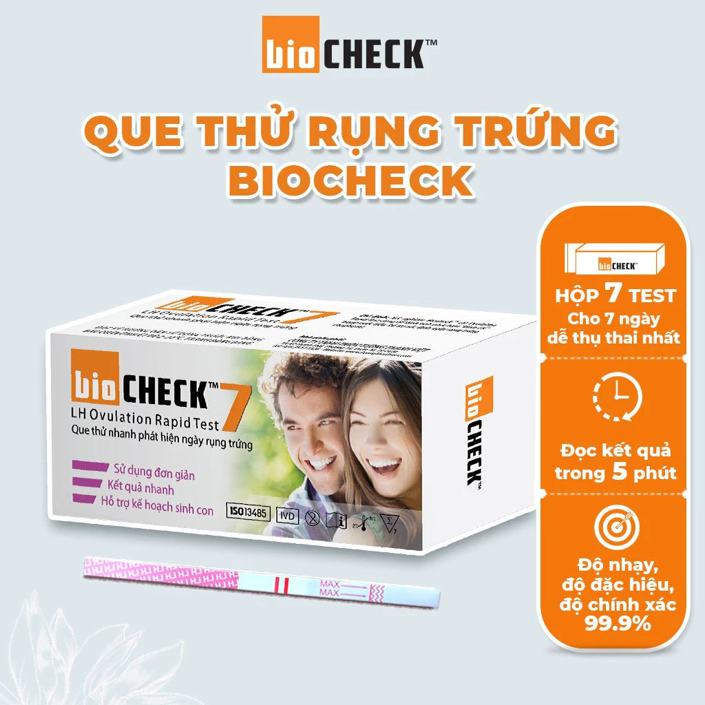 Combo 2 bút thử thai kèm hộp 7 que thử rụng trứng Biocheck