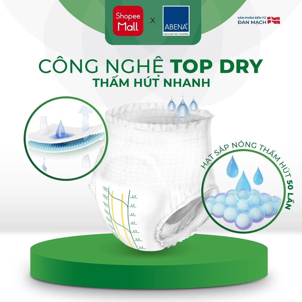 Tã quần người lớn Abena Pants Premium L1 thấm hút 1.400ml - Nhập khẩu Đan Mạch (Gói 15 miếng)