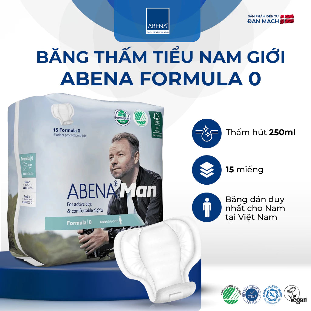 Băng thấm tiểu nam giới Abena Man Formula 0- Nhập khẩu Đan Mạch (Gói 15 miếng)