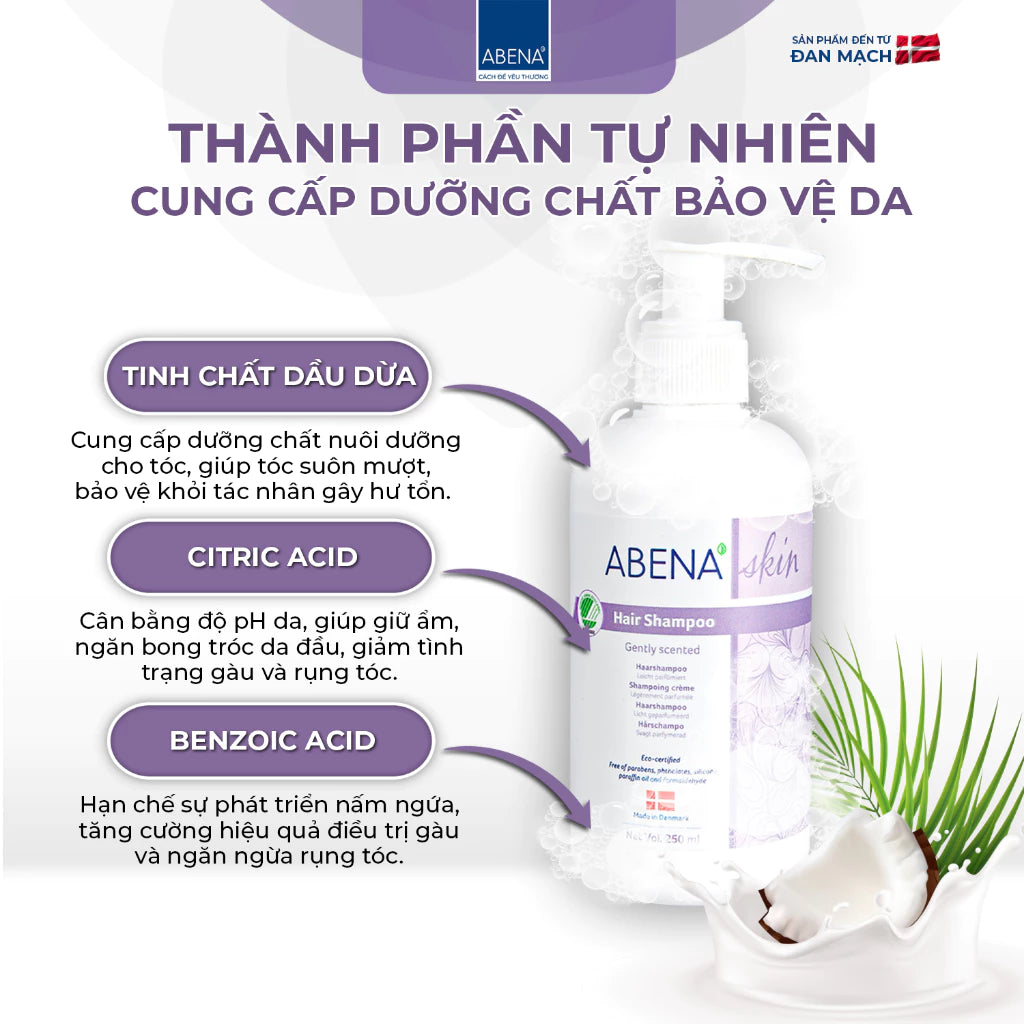 Bộ 3 Sản Phẩm Abena: Dầu Gội Dịu Nhẹ, Dầu Dưỡng Ẩm và Bông Tắm