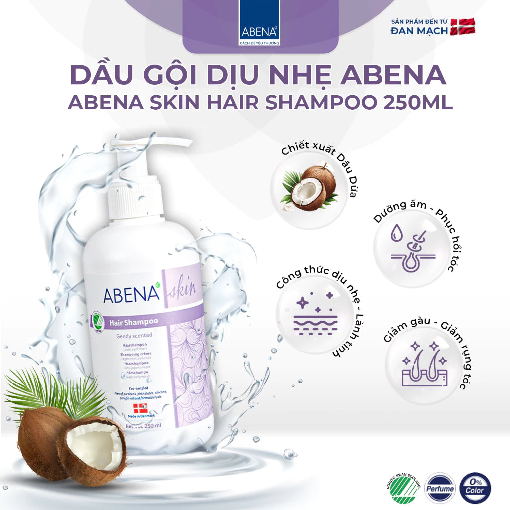 Bộ 3 Sản Phẩm Abena: Dầu Gội Dịu Nhẹ, Dầu Dưỡng Ẩm và Bông Tắm