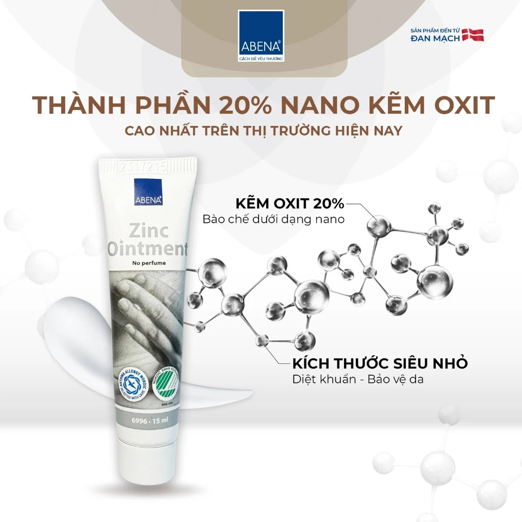 Kem đa năng Abena Zinc Ointment - Nhập Khẩu Đan Mạch - Chăm sóc các vùng da bị tổn thương như chàm, mụn trứng cá