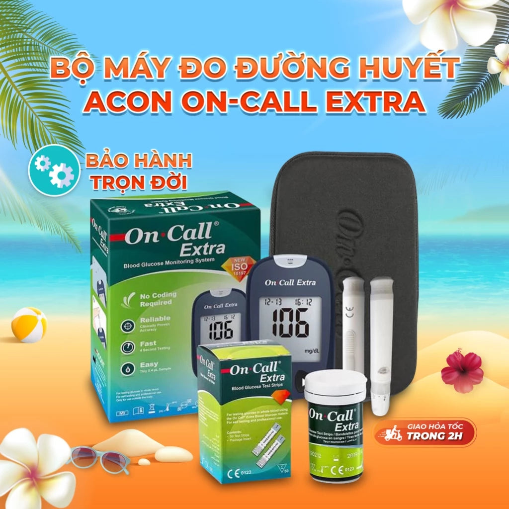 Máy đo đường huyết Acon On-call Extra kèm hộp 25 que thử - bảo hành trọn đời