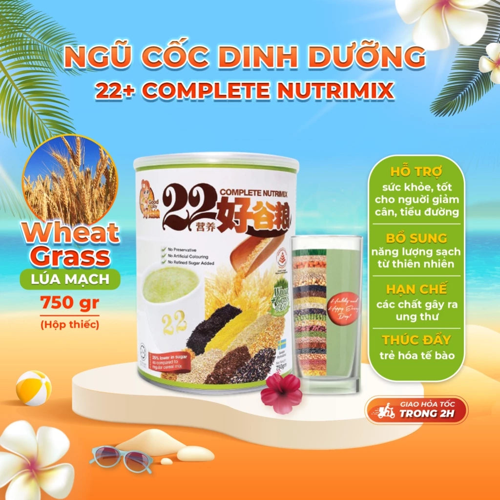 Bột Ngũ Cốc Dinh Dưỡng 22 Complete Nutrimix (750 G/Hộp Thiếc), hỗ trợ chăm sóc sức khỏe Hạn chế các chất gây ra ung thư