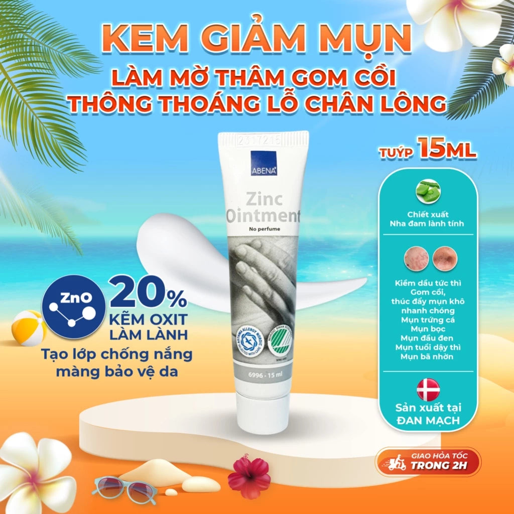 Kem đa năng Abena Zinc Ointment - Nhập Khẩu Đan Mạch - Chăm sóc các vùng da bị tổn thương như chàm, mụn trứng cá