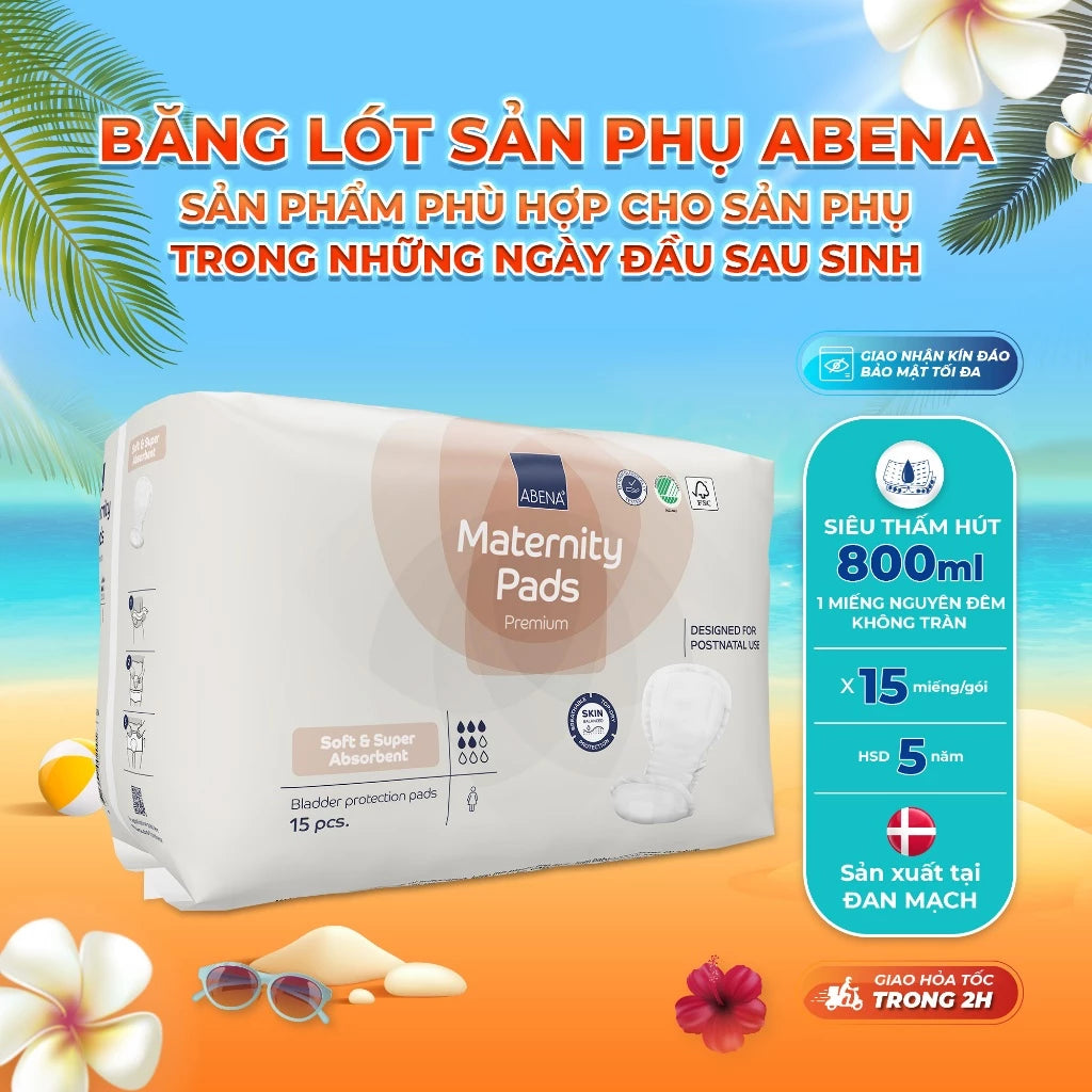 Băng lót sản phụ Abena Materity Pads Premium - Nhập khẩu Đan Mạch (Gói 15 miếng)