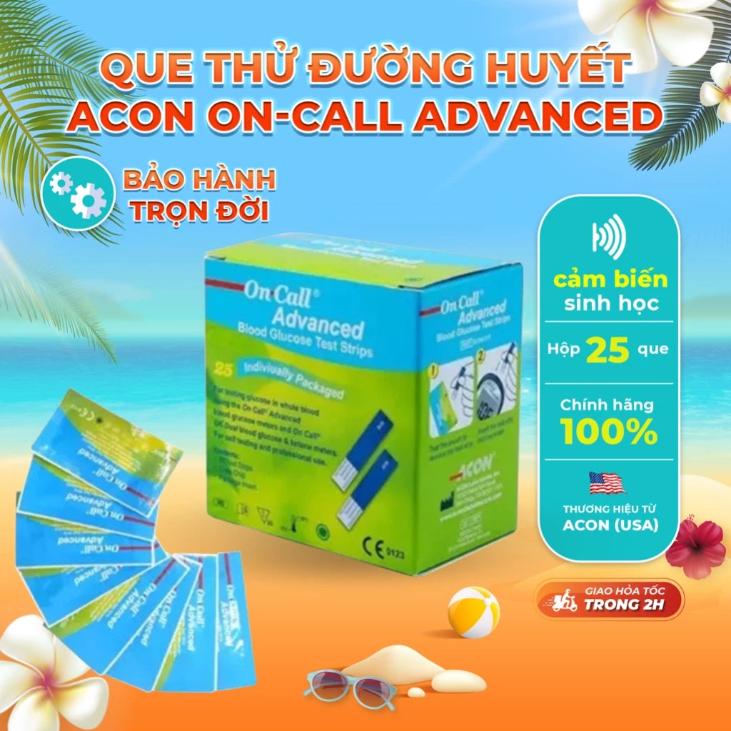 Que thử đường huyết Acon On-call Advanced chính hãng (25/hộp)