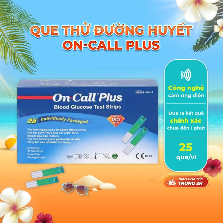 Que thử đường huyết ACON On Call Plus hộp 25 - 50 que - chính xác - Chính hãng