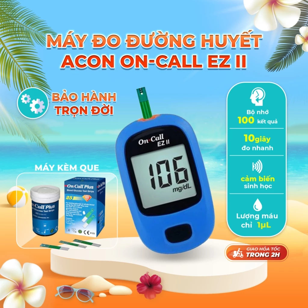 Máy đo đường huyết ACON On-Call EZII - Đo nhanh trong 10S Bảo hành trọn đời