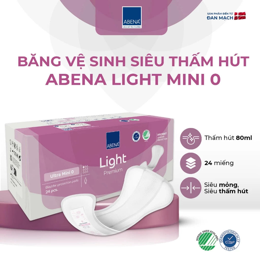 Băng vệ sinh hằng ngày Abena Light Ultra Mini 0 - Nhập khẩu Đan Mạch (Gói 24 miếng)