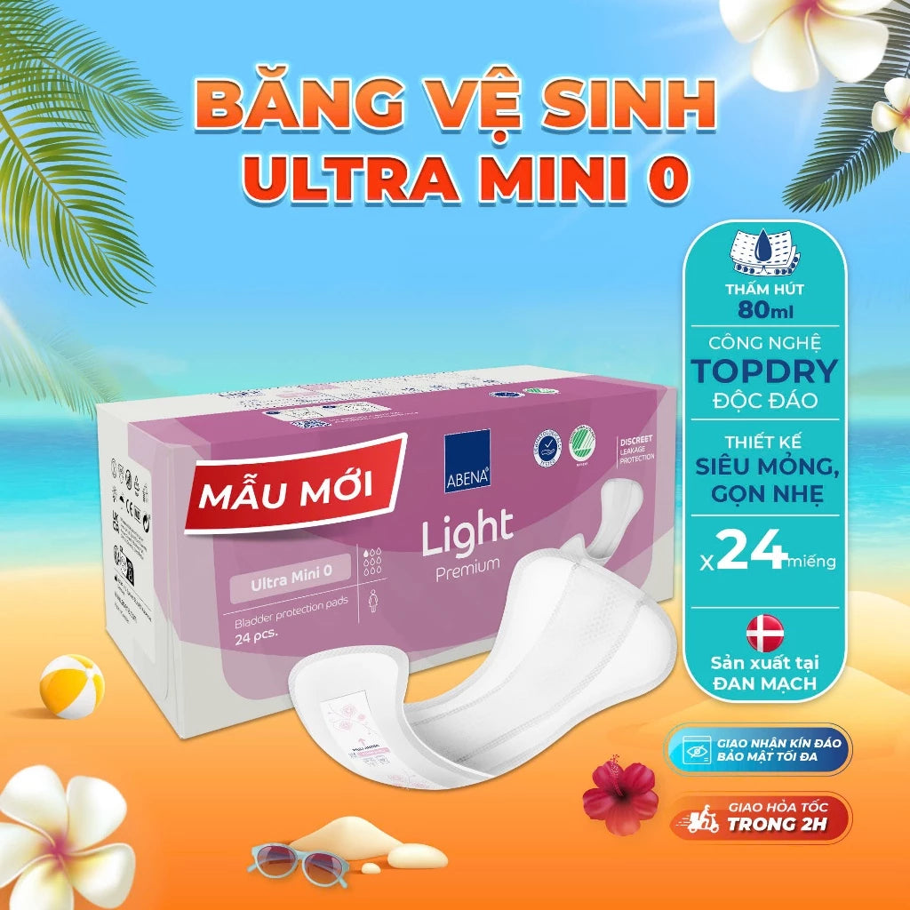 Băng vệ sinh hằng ngày Abena Light Ultra Mini 0 - Nhập khẩu Đan Mạch (Gói 24 miếng)