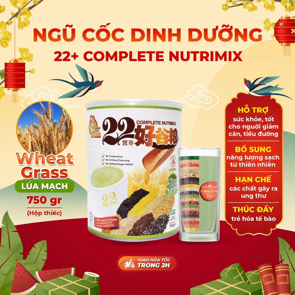 Bột Ngũ Cốc Dinh Dưỡng 22 Complete Nutrimix (750 G/Hộp Thiếc), hỗ trợ chăm sóc sức khỏe Hạn chế các chất gây ra ung thư