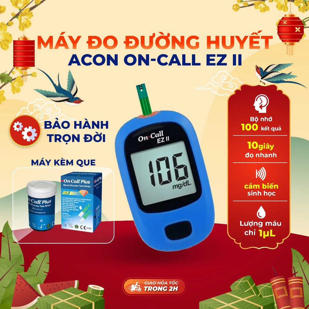 Máy đo đường huyết ACON On-Call EZII - Đo nhanh trong 10S Bảo hành trọn đời