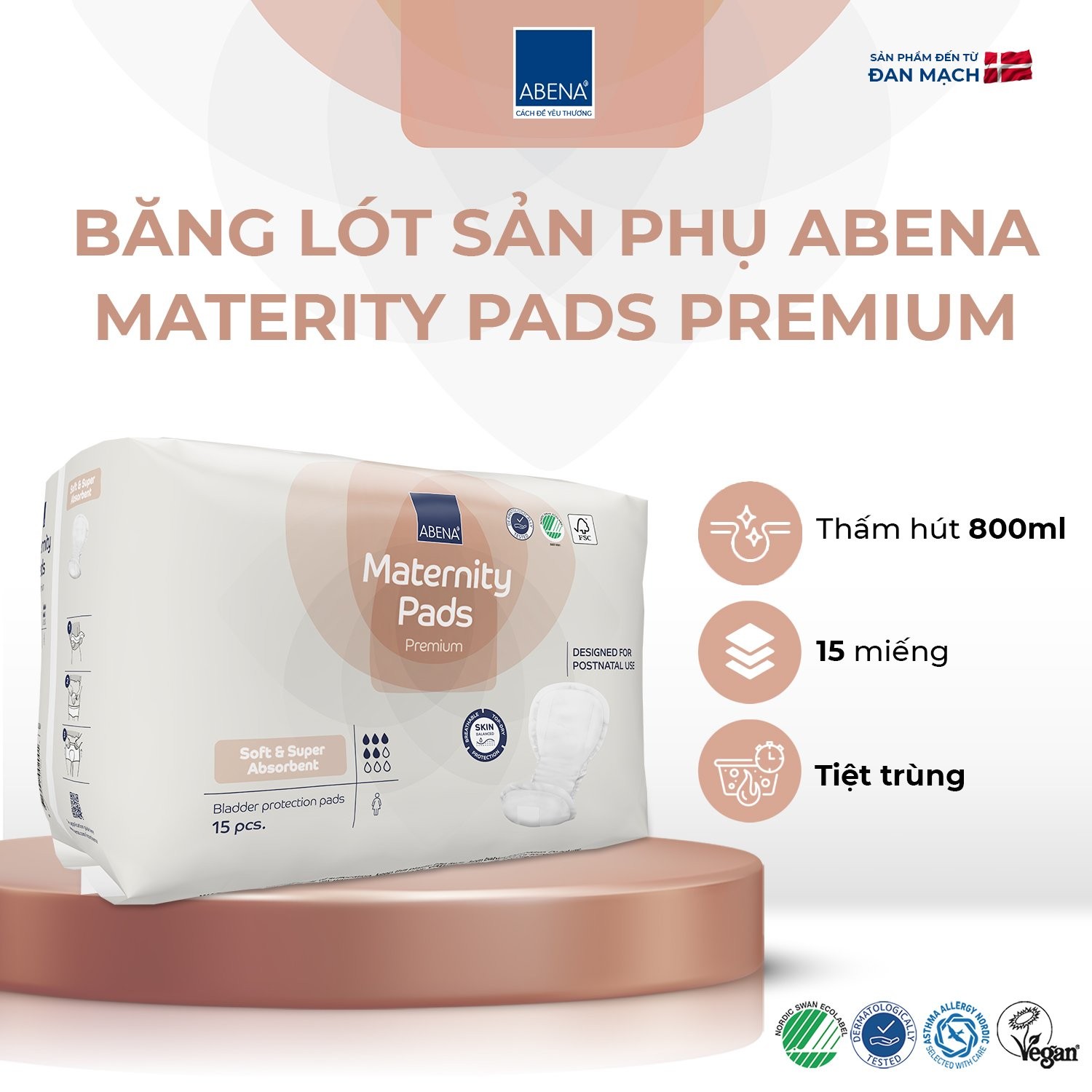 Băng lót sản phụ Abena Maternity Pads Premium (800ml), (14 miếng)