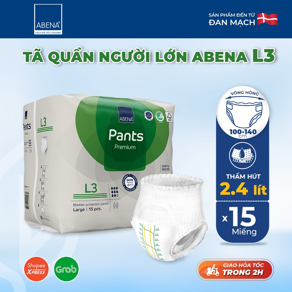 Tã quần người lớn Abena Pants Premium L3 (2400ml) (15 miếng)
