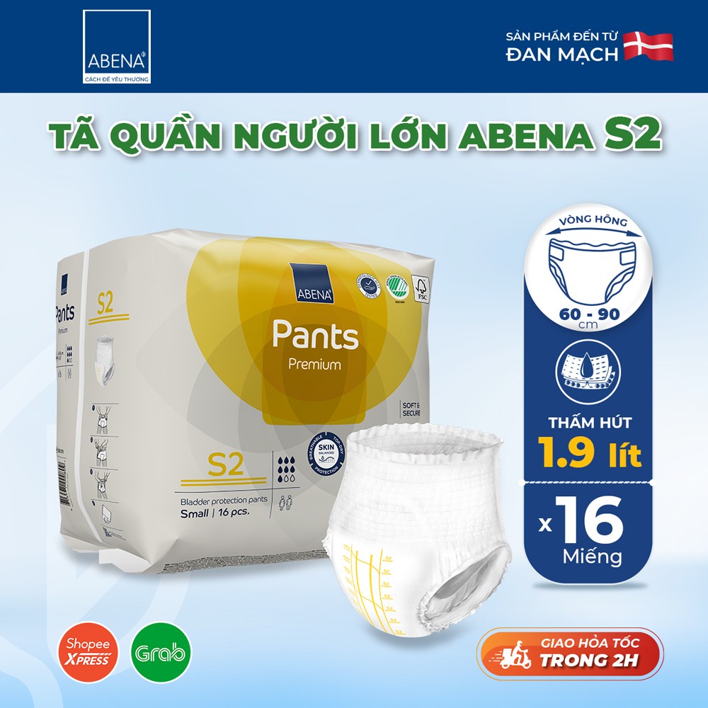 Tã quần người lớn Abena Pants Premium S2 (1900ml) (16 miếng)