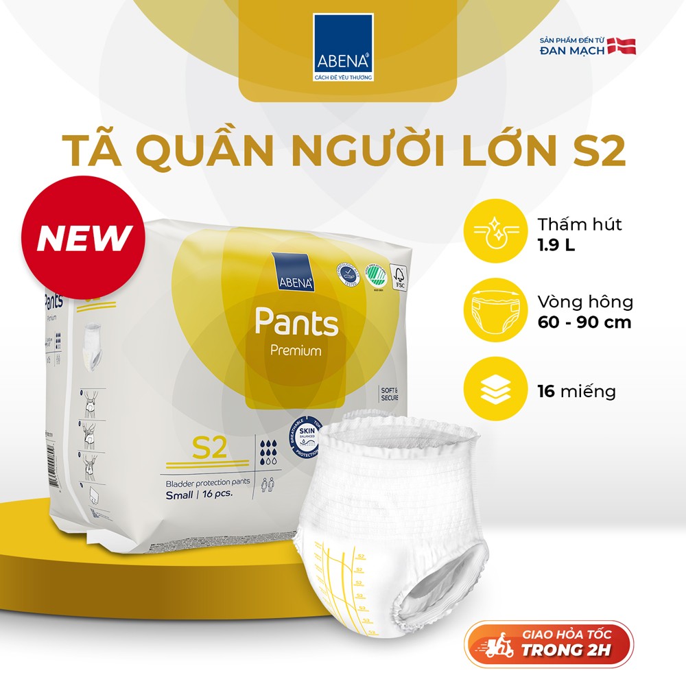 Tã quần người lớn Abena Pants Premium S2 (1900ml) (16 miếng)