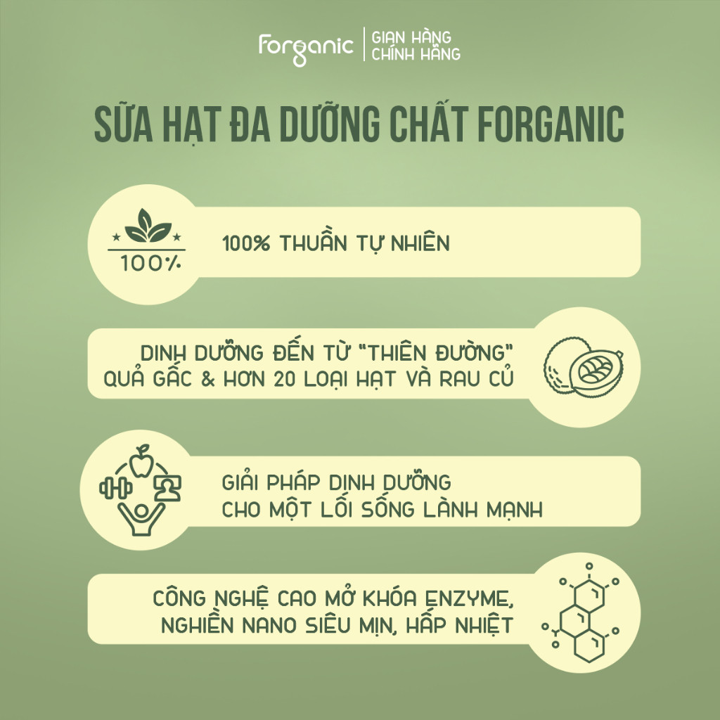 Sữa Hạt Forganic Đa dưỡng chất, giúp tăng cường hệ miễn dịch, chống lão hóa, 800G