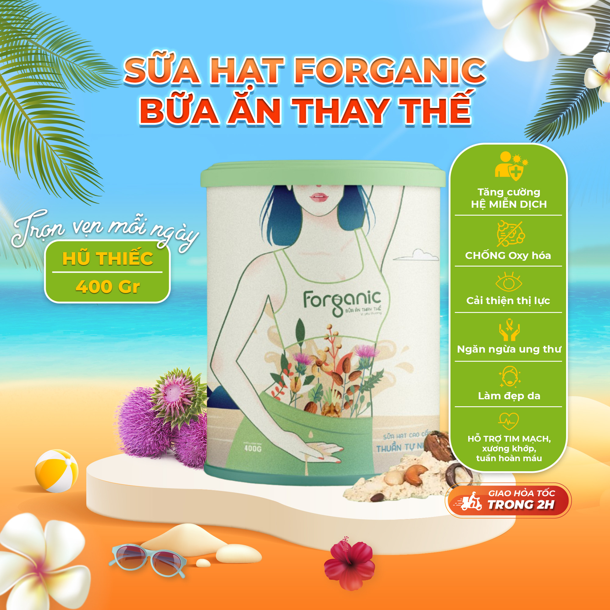 Sữa Hạt Forganic Bữa ăn thay thế - Dinh dưỡng đủ đầy - Lon 400G