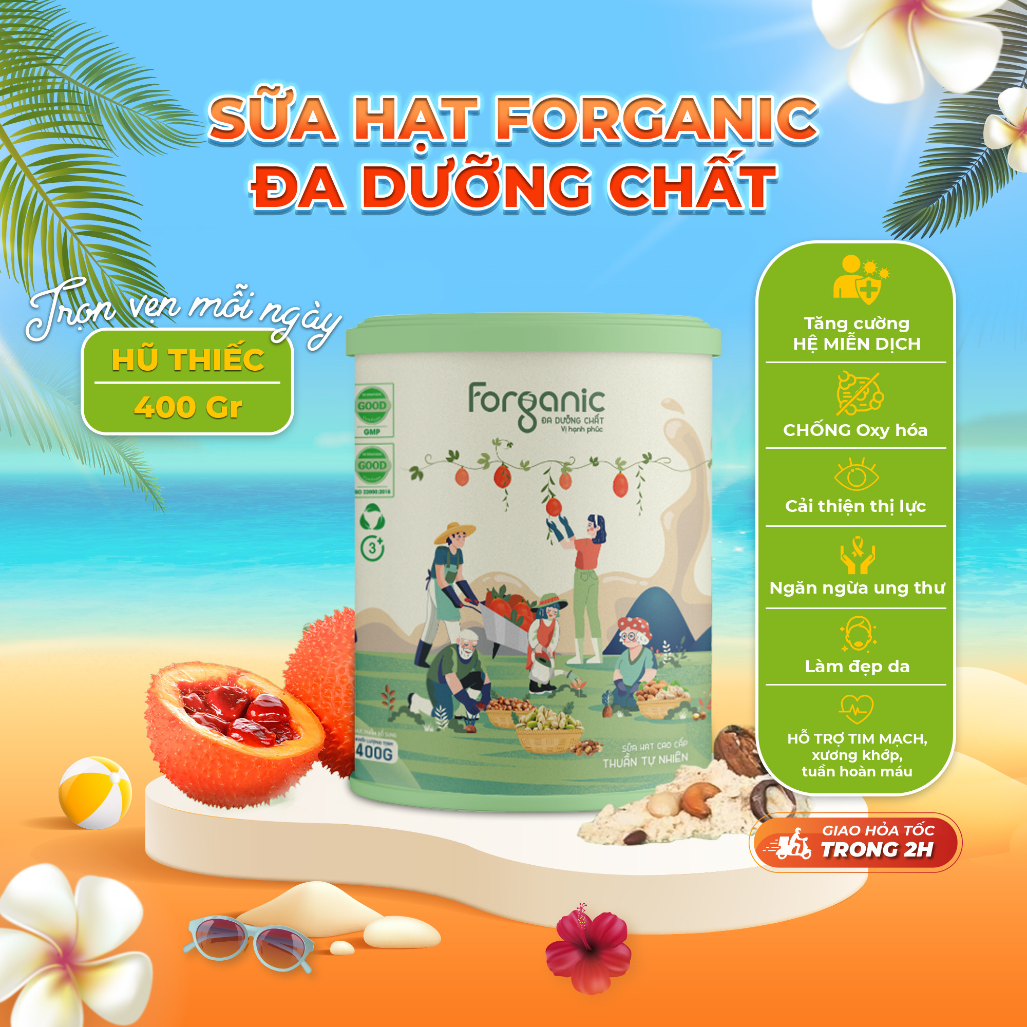 Sữa Hạt Forganic Đa dưỡng chất - Dinh dưỡng đủ đầy - Lon 400G